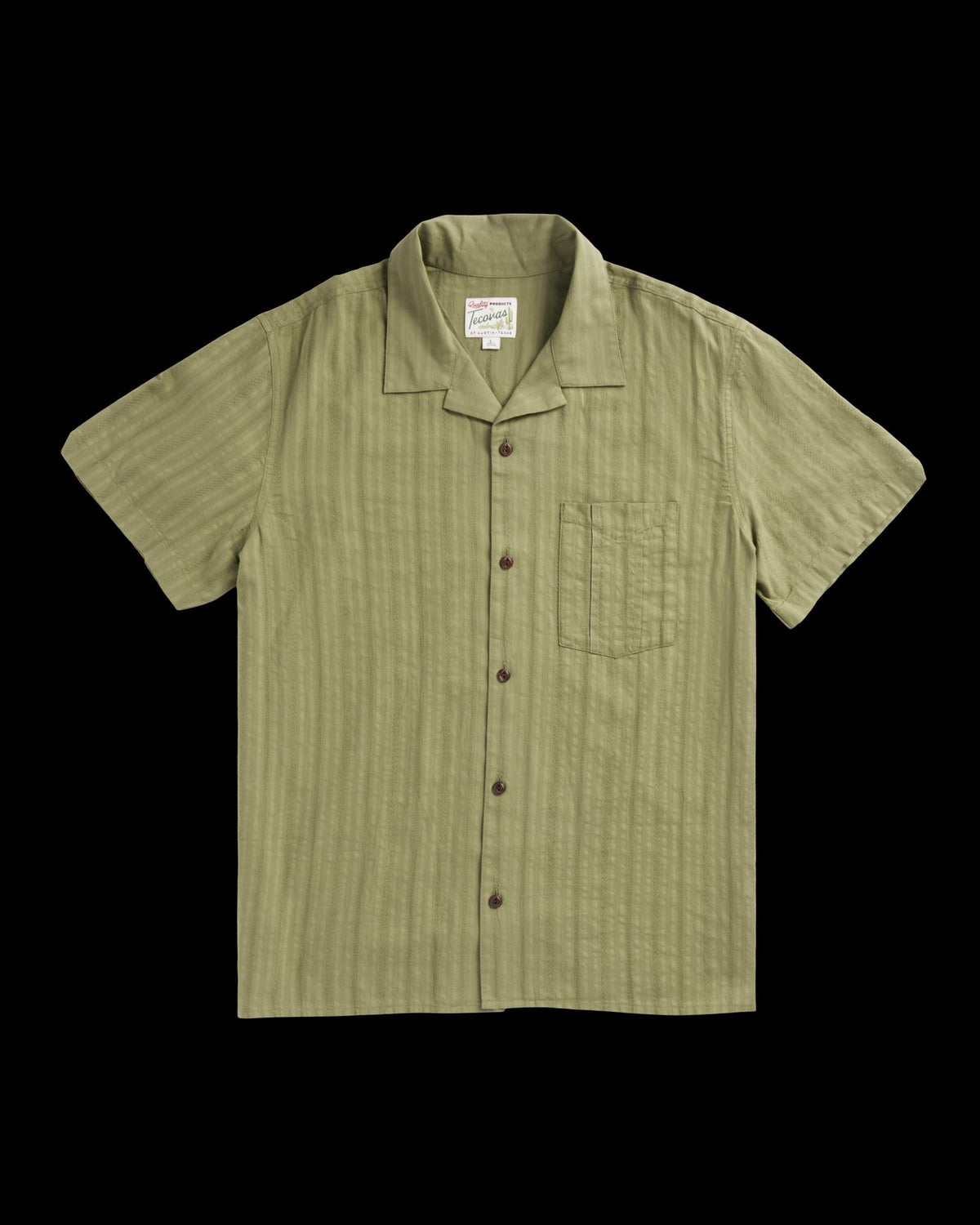 Front view of Men's Dobby Camp Shirt - Sage on plain background