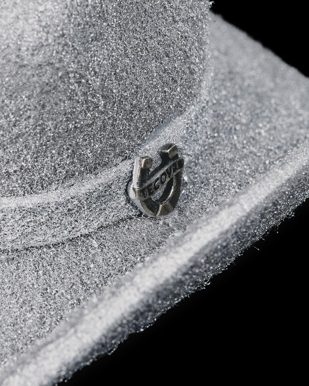Closeup view of Cattleman Hat Ornament - Silver