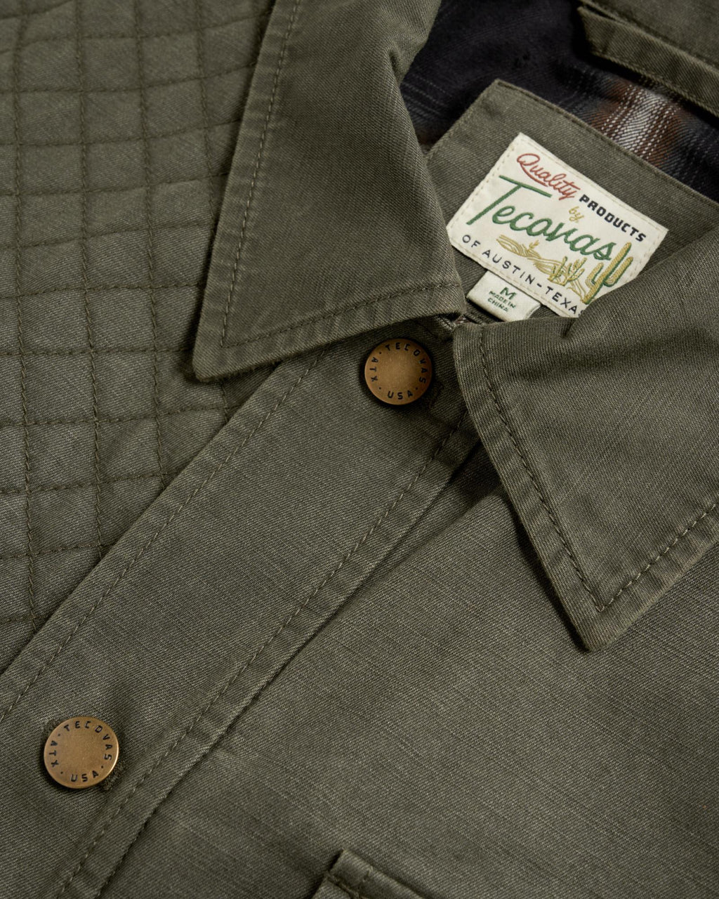 Closeup detail view of Men's Field Jacket - Dark Olive