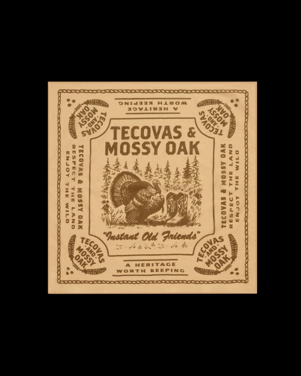 Front view of Tecovas x Mossy Oak Bandana - Khaki on plain background