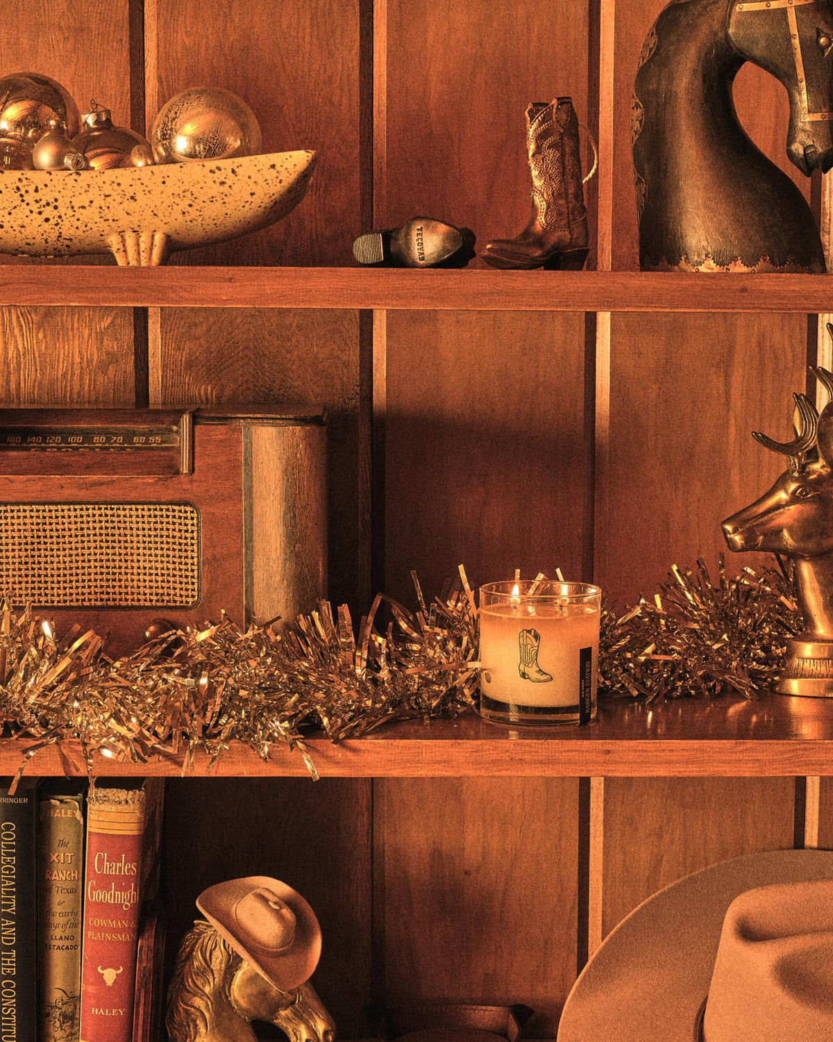 View of Annie Boot Ornament - Copper