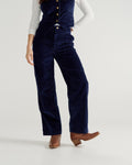 Front view of Women's Corduroy Carpenter Pant - Navy on model