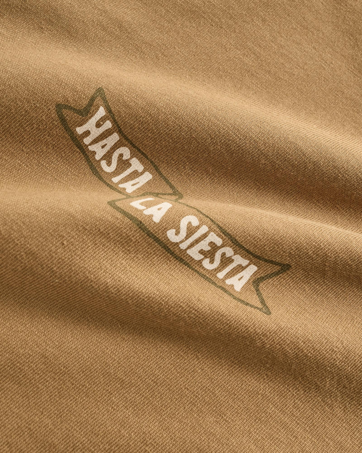 Closeup detail view of Men's Hasta La Siesta T-Shirt - Olivewood