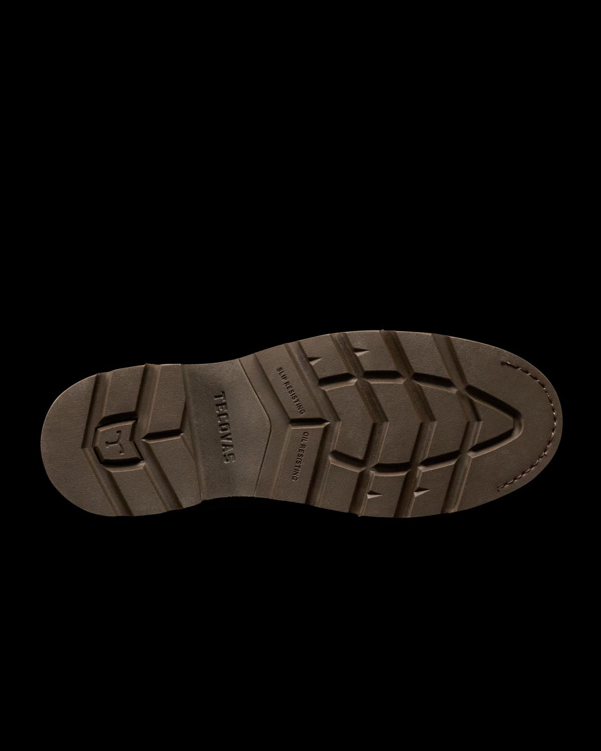 Toe view of The LH WP Round Comp Toe Work Boot - Tan / Cafe Cowhide on plain background