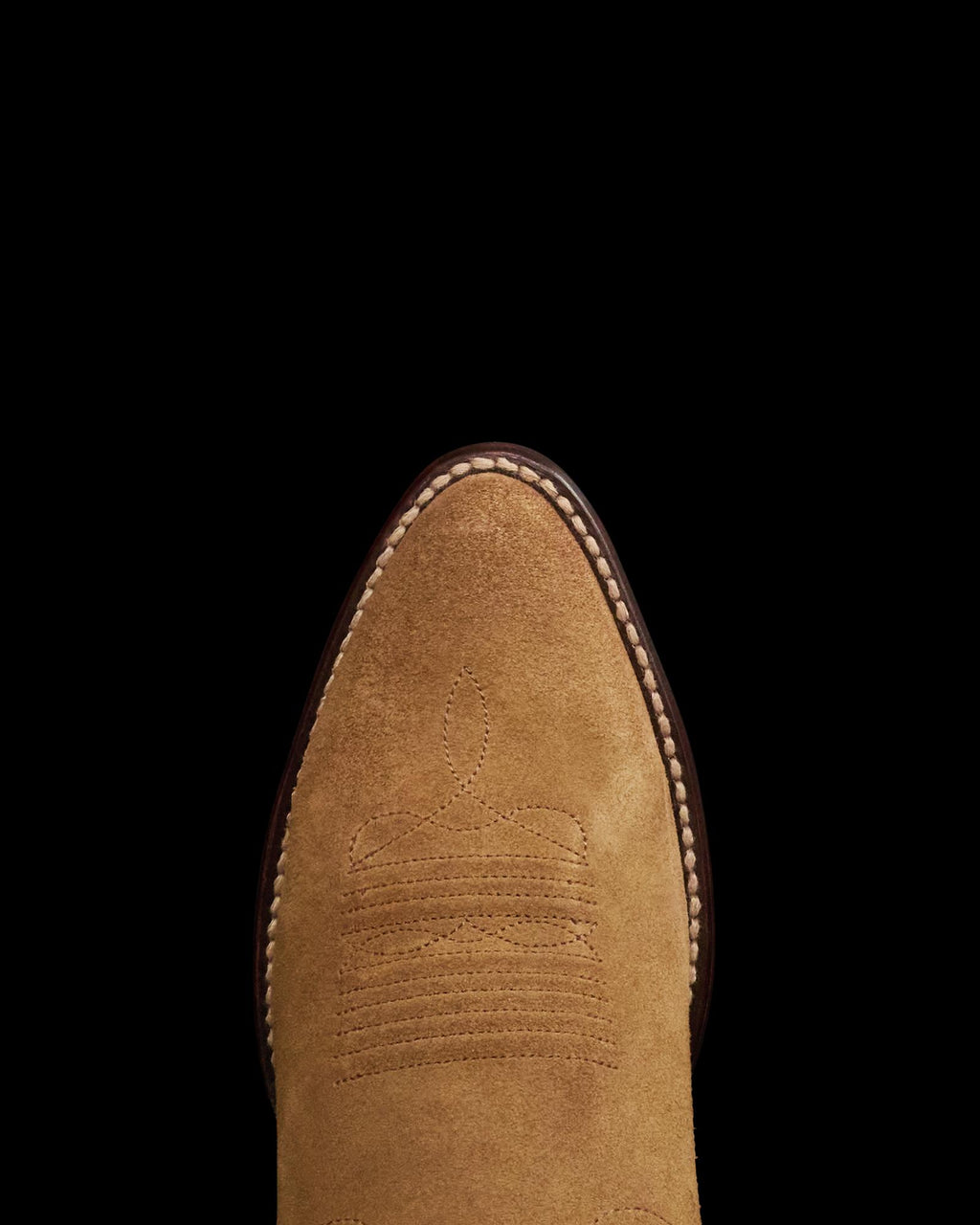 Toe view of The Jamie II - Caramel Suede on plain background