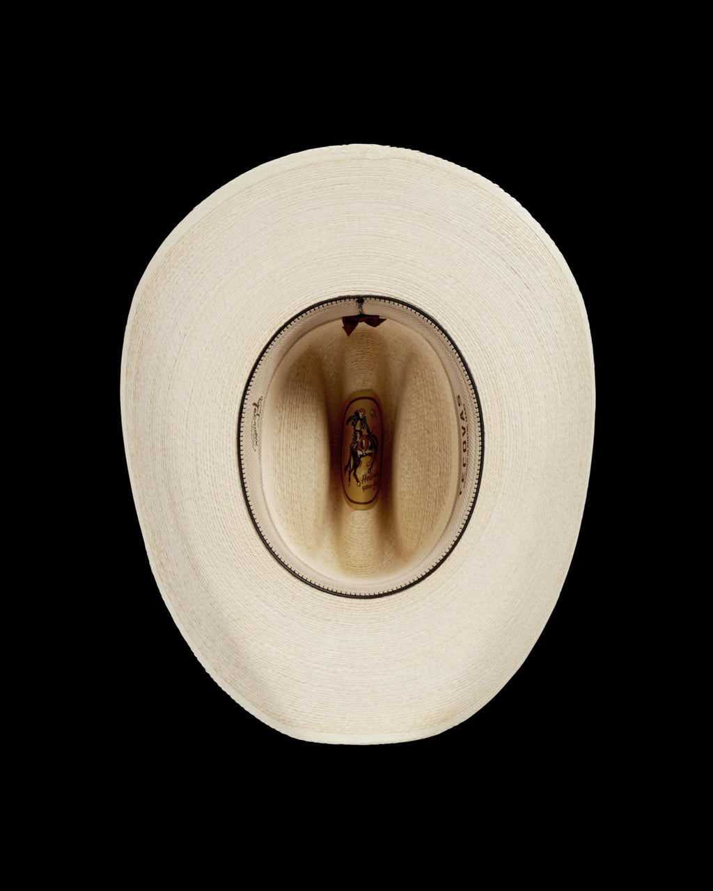 Inside view of Cattleman Palm Cowboy Hat - Natural on plain background