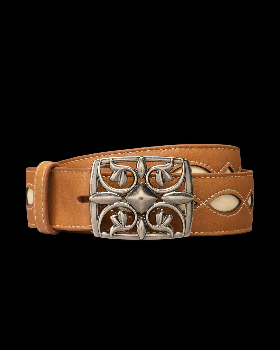 Women's Diamond Inlay Belt - Desert/Bone