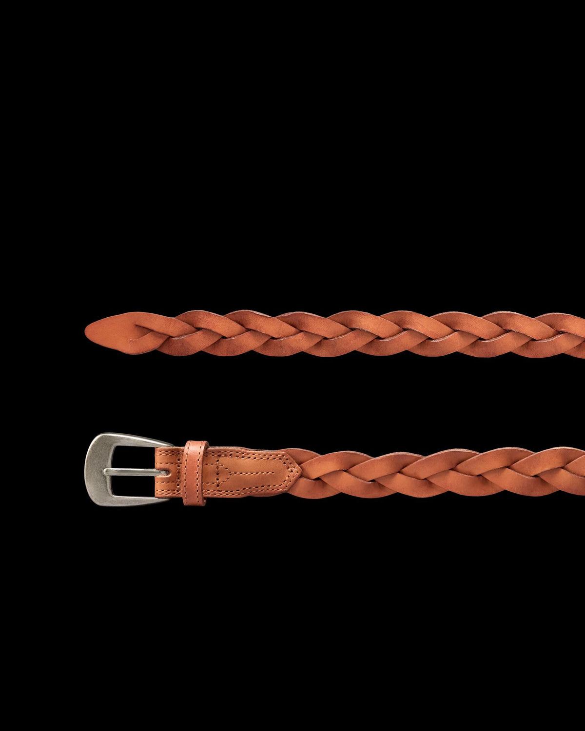 View of Women's Braided Belt - Tan