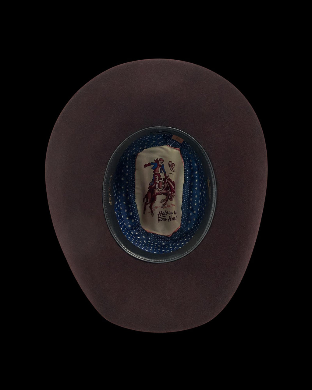 Inside view of Cattleman Fur Cowboy Hat - Black Cherry on plain background