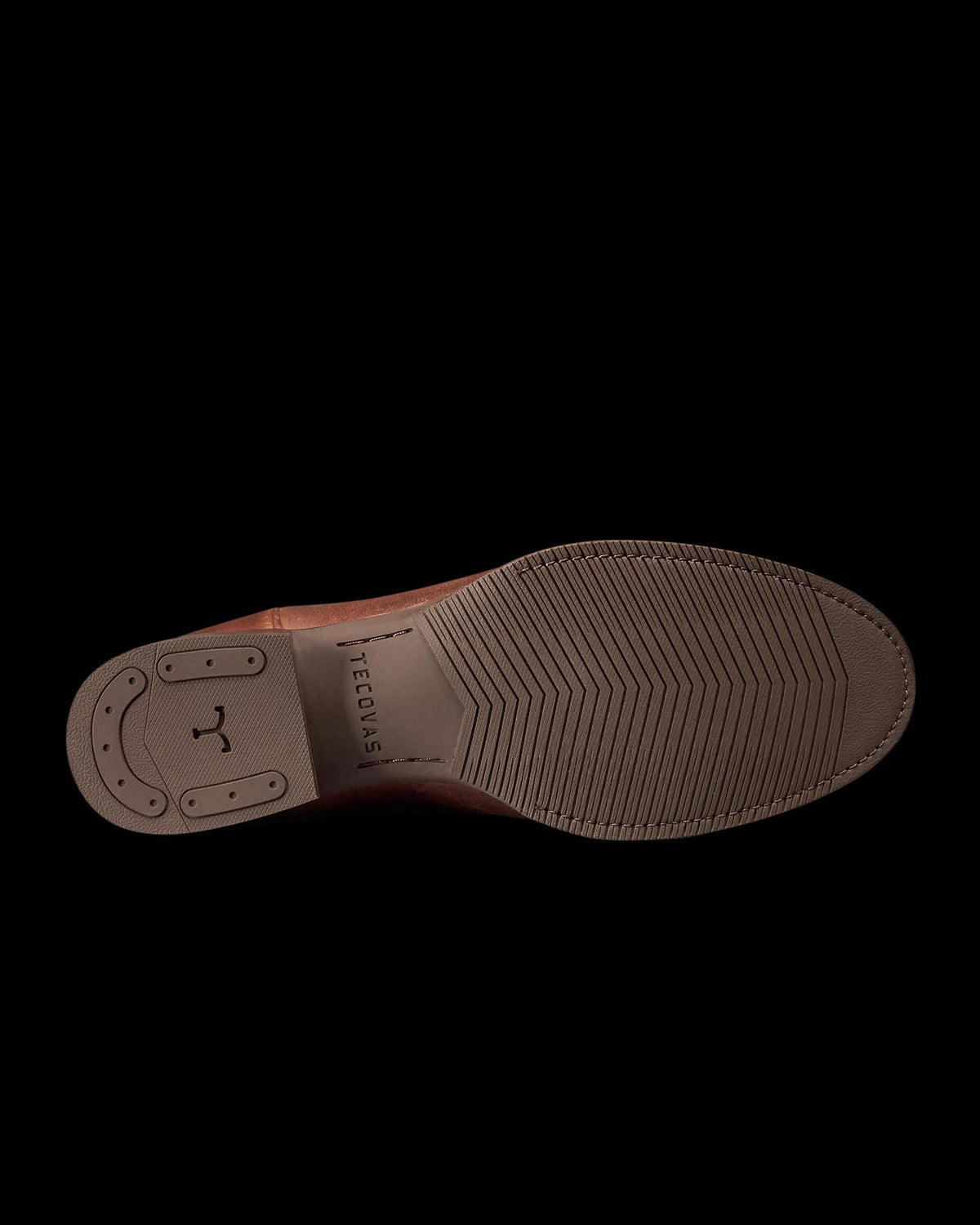 Sole view of The Glen - Light Molasses Cowhide on plain background