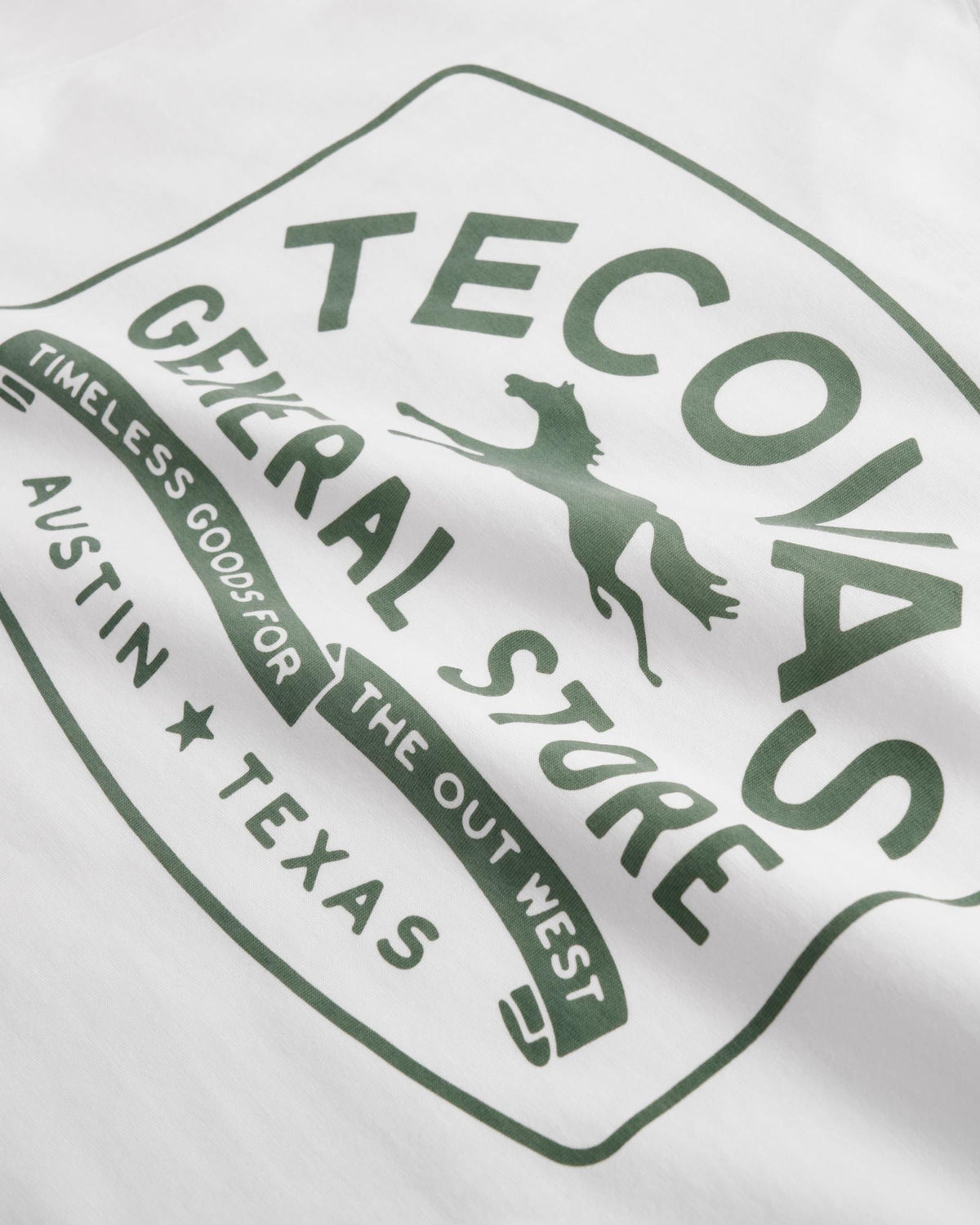 Closeup view of Men's General Store T-Shirt - Bone/Green