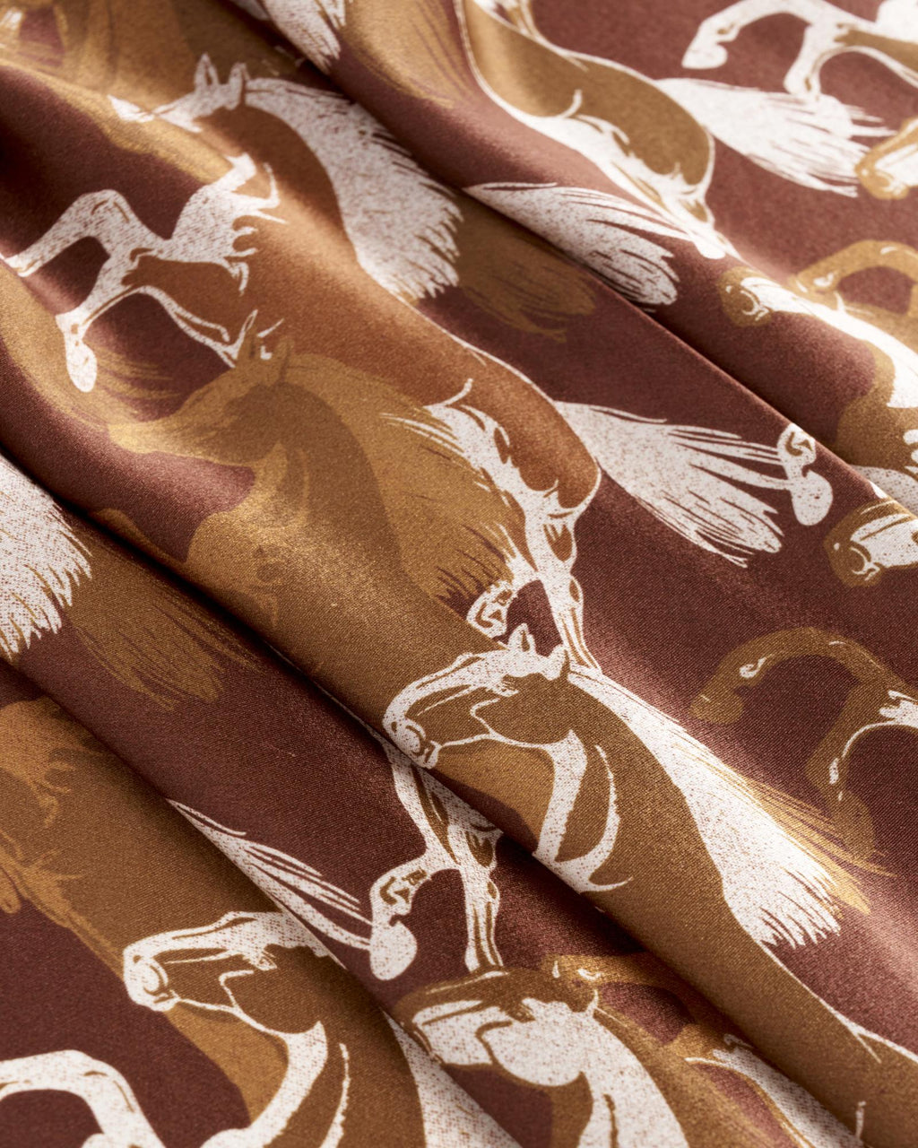 Closeup view of Running Horses Wild Rag - Brown Multi