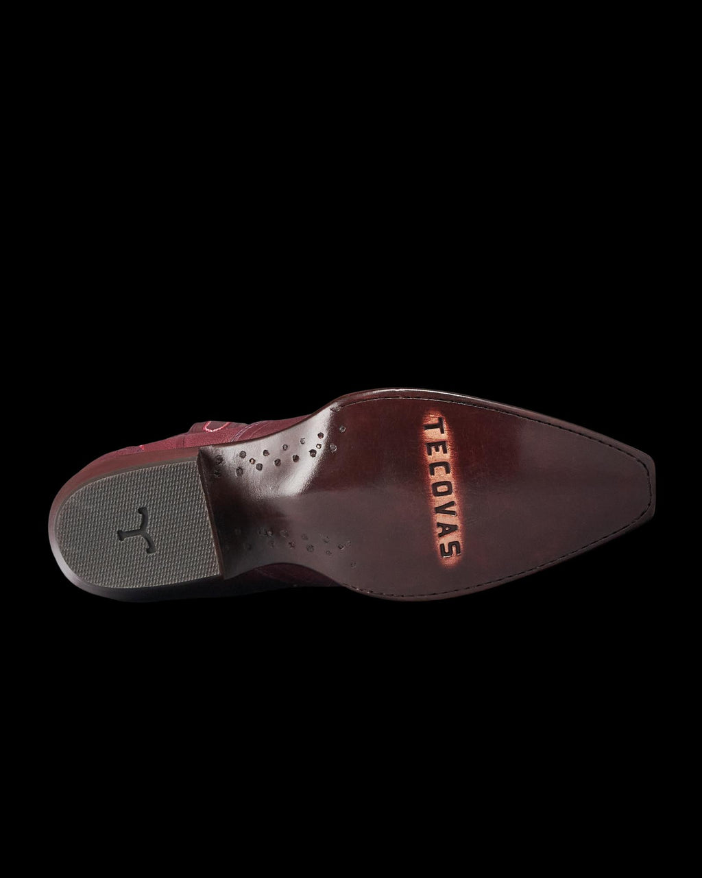 Sole view of The Lynn - Wine Cowhide on plain background