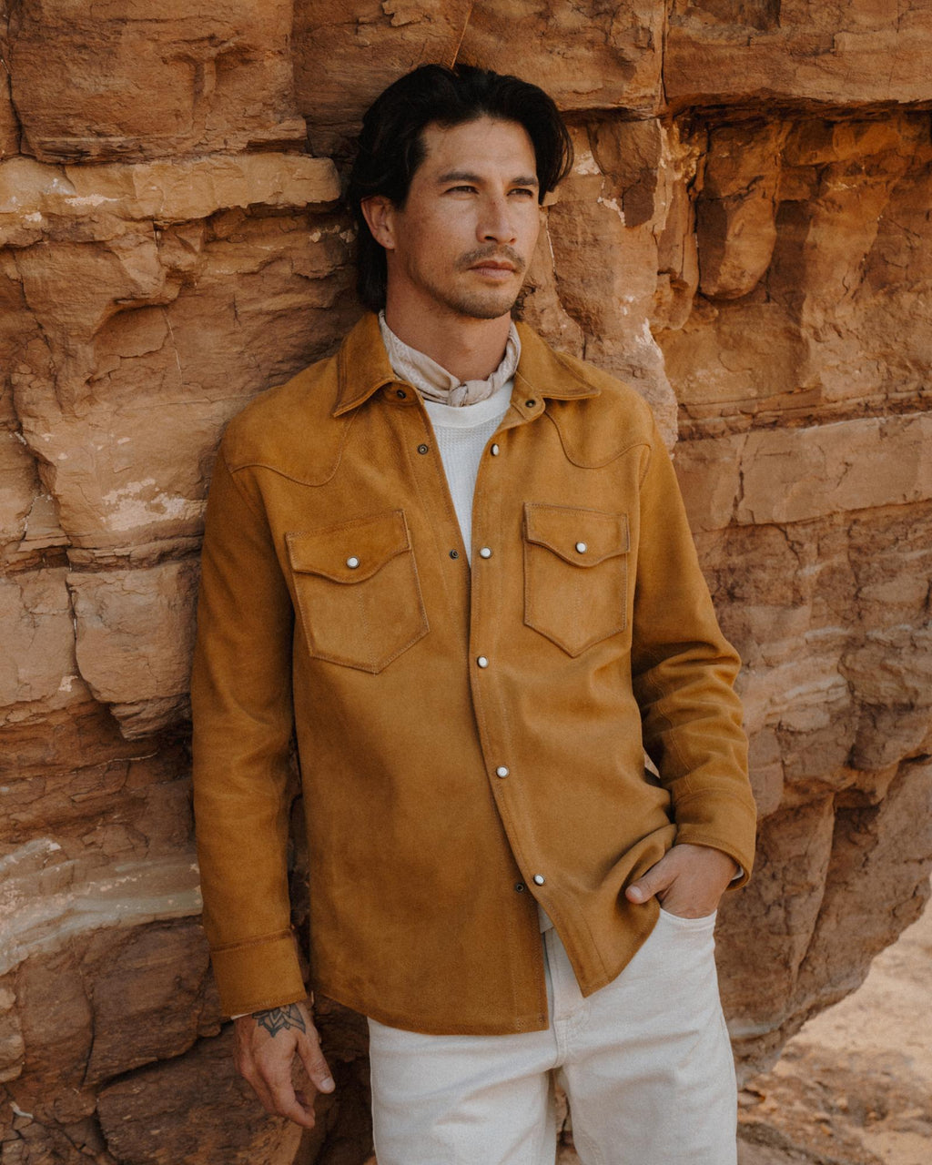 View of Men's Roughout Overshirt - Camel