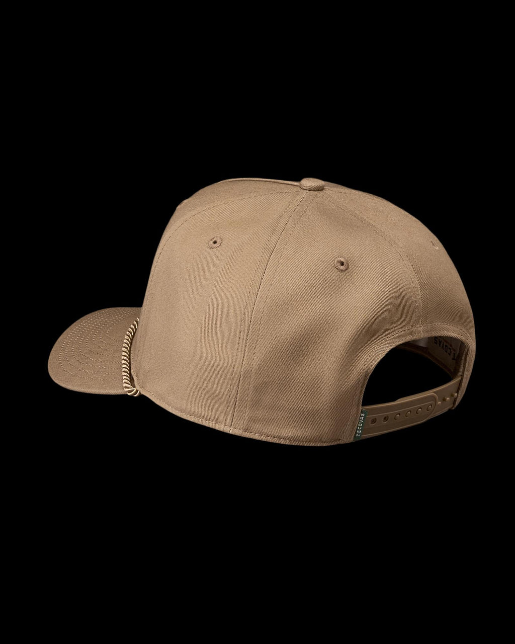 Quarterback view of Tecovas Western Hat - Moss Brown on plain background