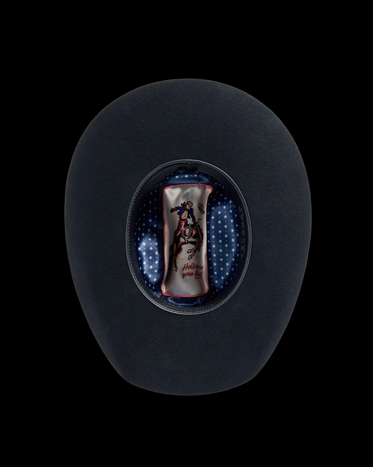 Inside view of Cattleman Wool Cowboy Hat - Black on plain background