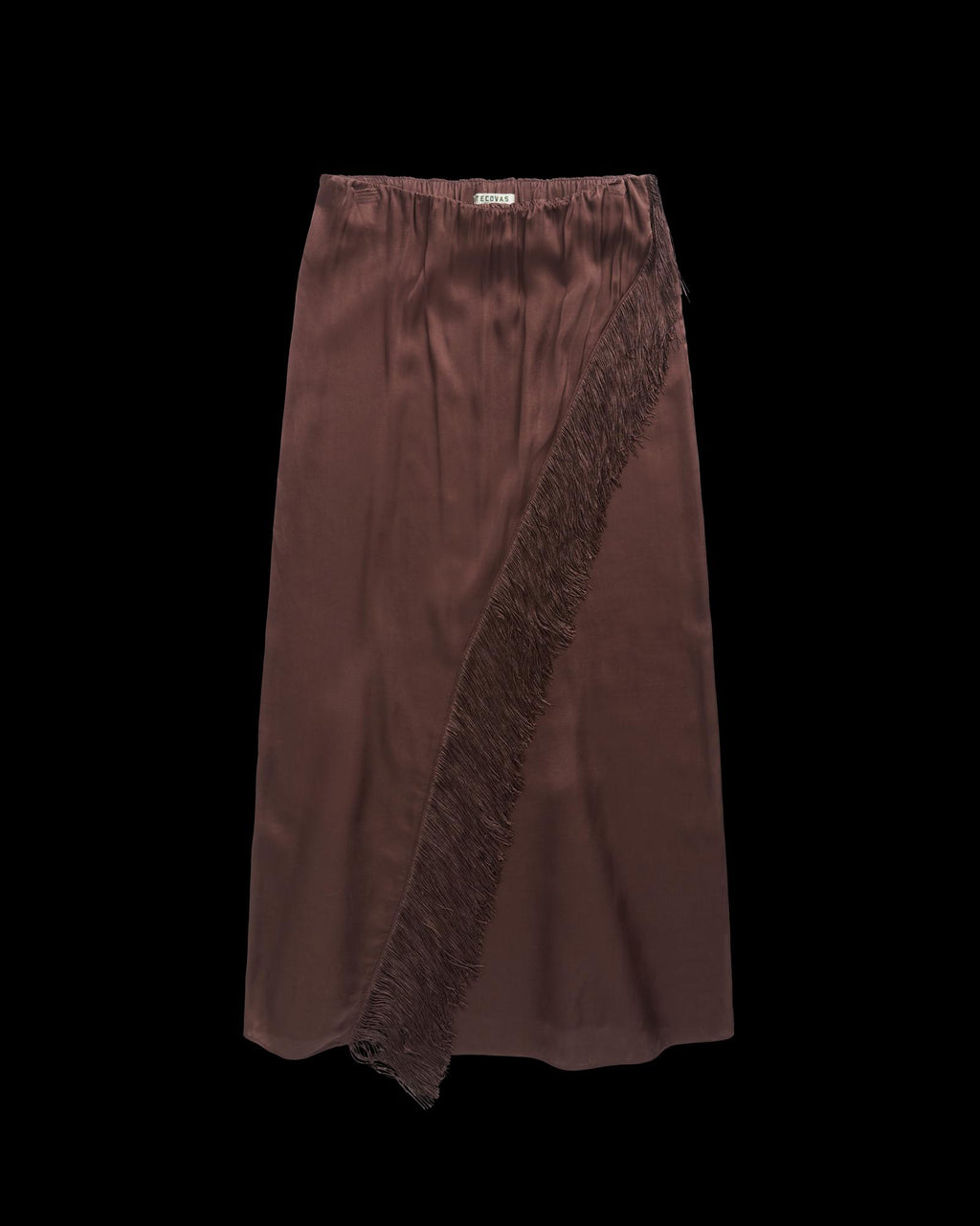 Closeup detail view of Women's Fringe Midi Skirt - Espresso