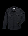 Closeup detail view of Men's Performance Western Pearl Snap LS - Black
