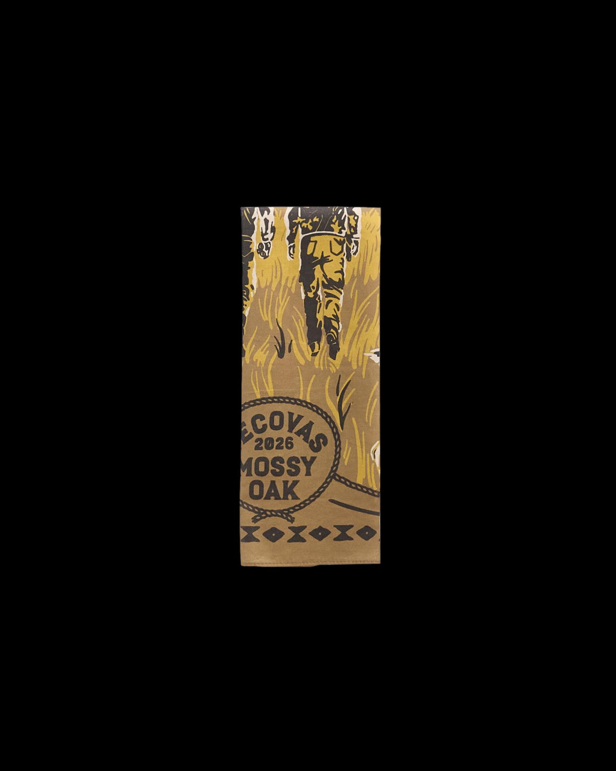Folded view of Tecovas x Mossy Oak Bandana - Olivewood on plain background
