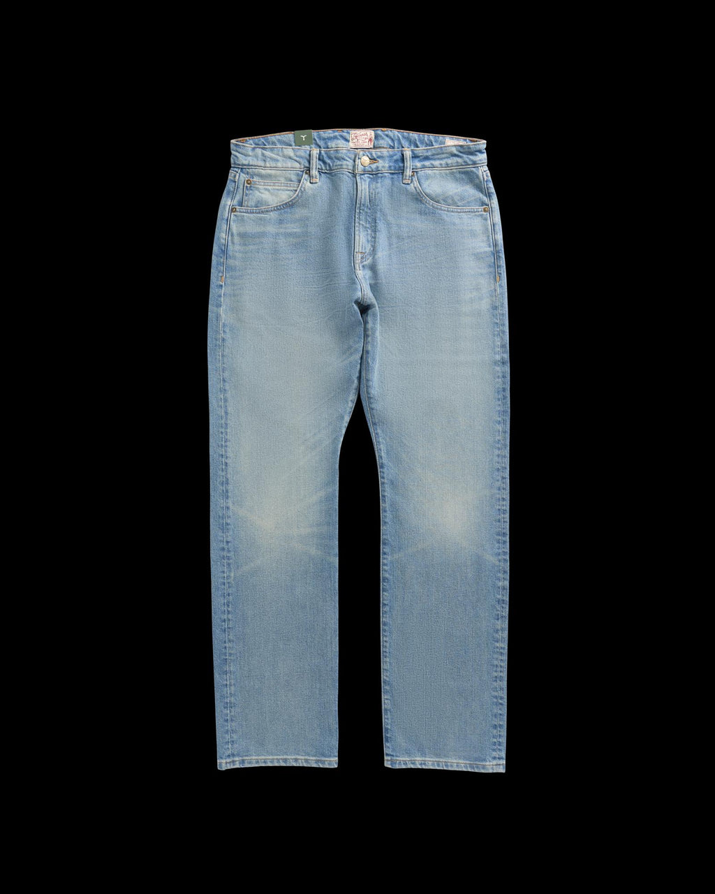 Front view of Men's Straight Crafted Denim - Light Wash on plain background