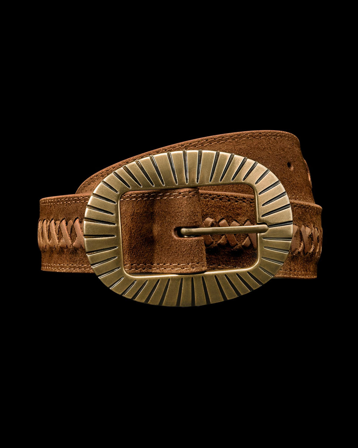 Front view of Women's Center Bar Buckle Belt - Sienna on plain background