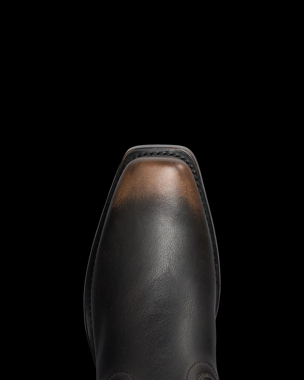 Toe view of The Charlie - Midnight Cowhide on plain background