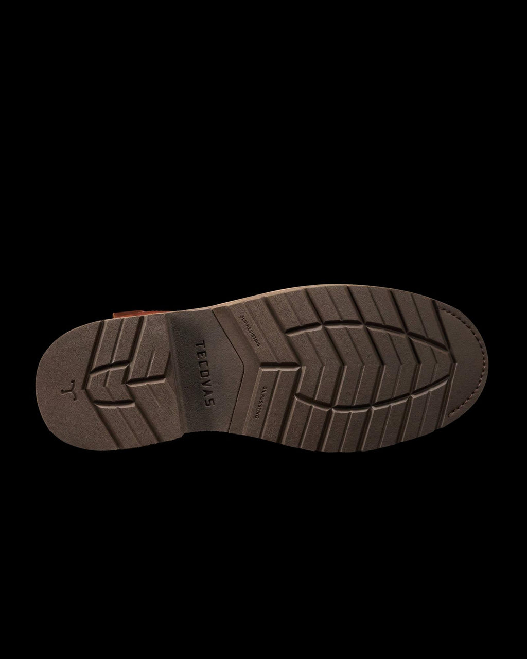 Toe view of The LH WP Round Comp Toe Work Boot - Saddle Cowhide on plain background