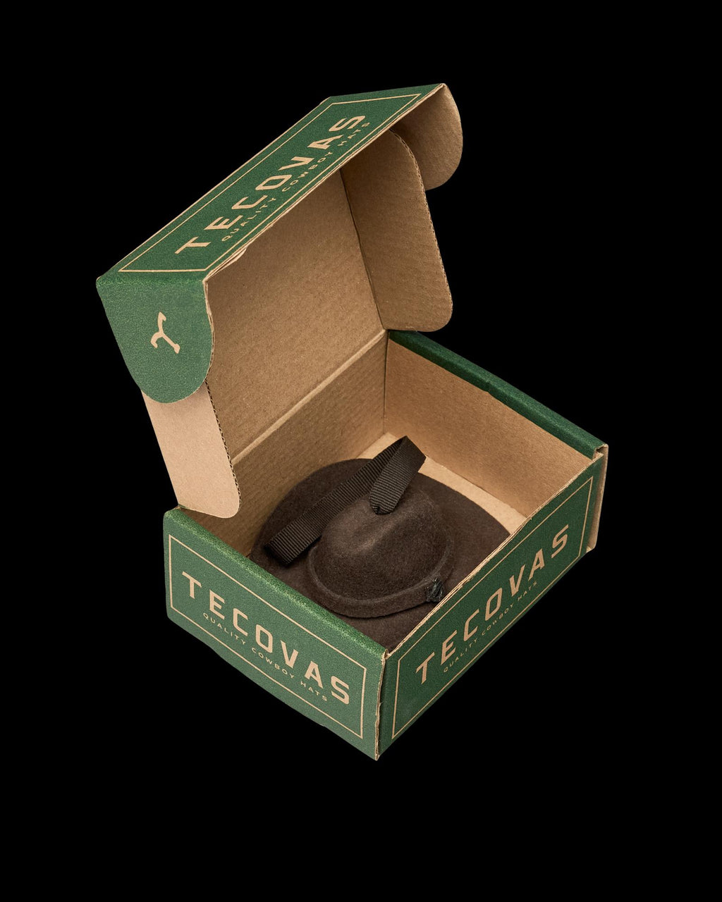 Inside view of Cattleman Hat Ornament - Brown on plain background