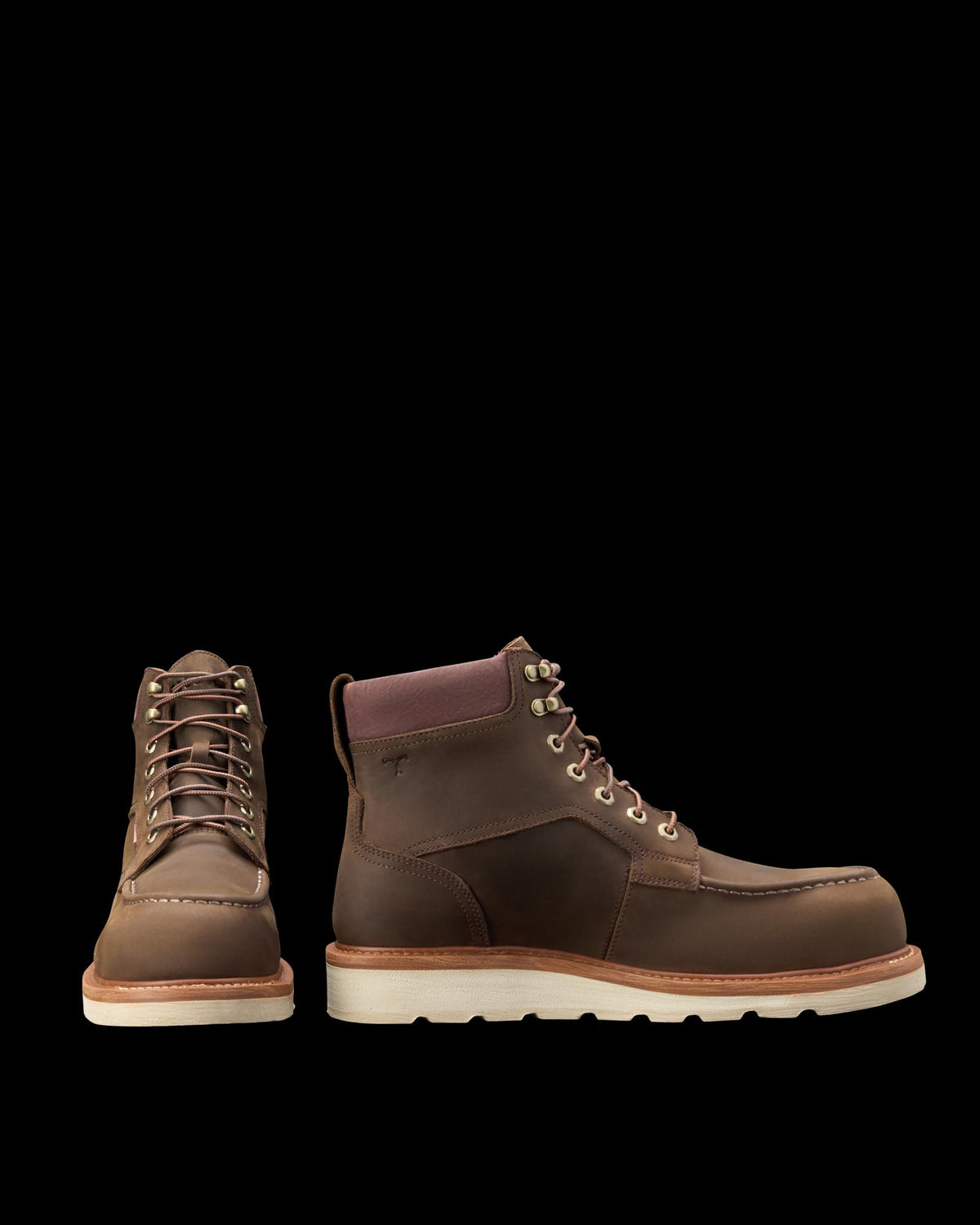 Pair view of LongHaul Waterproof Moc Composite Toe Work Boot - Espresso on plain background