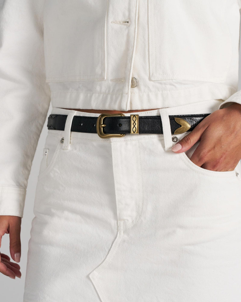 Front view of Women's 3 Piece Belt - Midnight on plain background