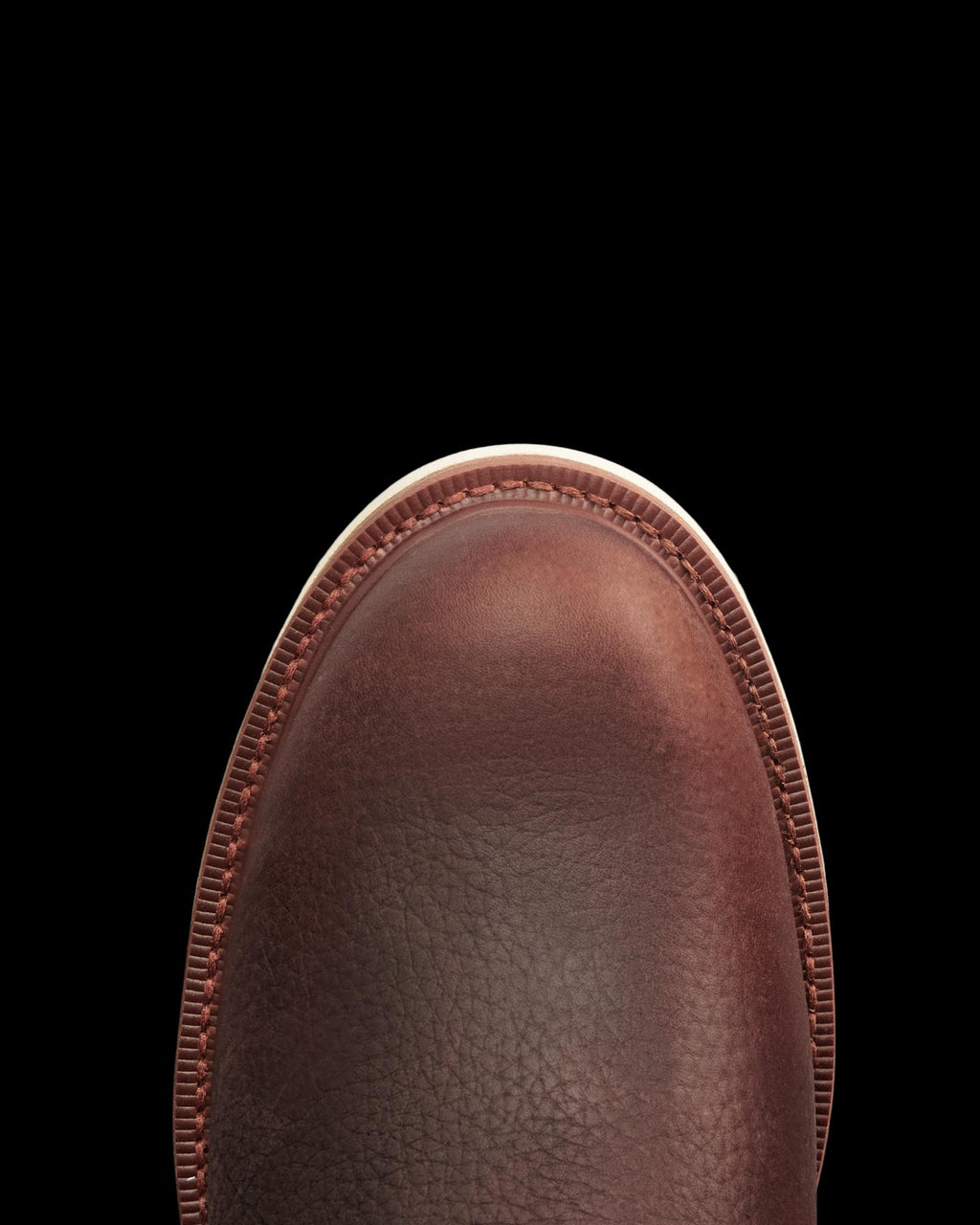 Toe view of The Knox Lace Up - Tobacco Cowhide on plain background