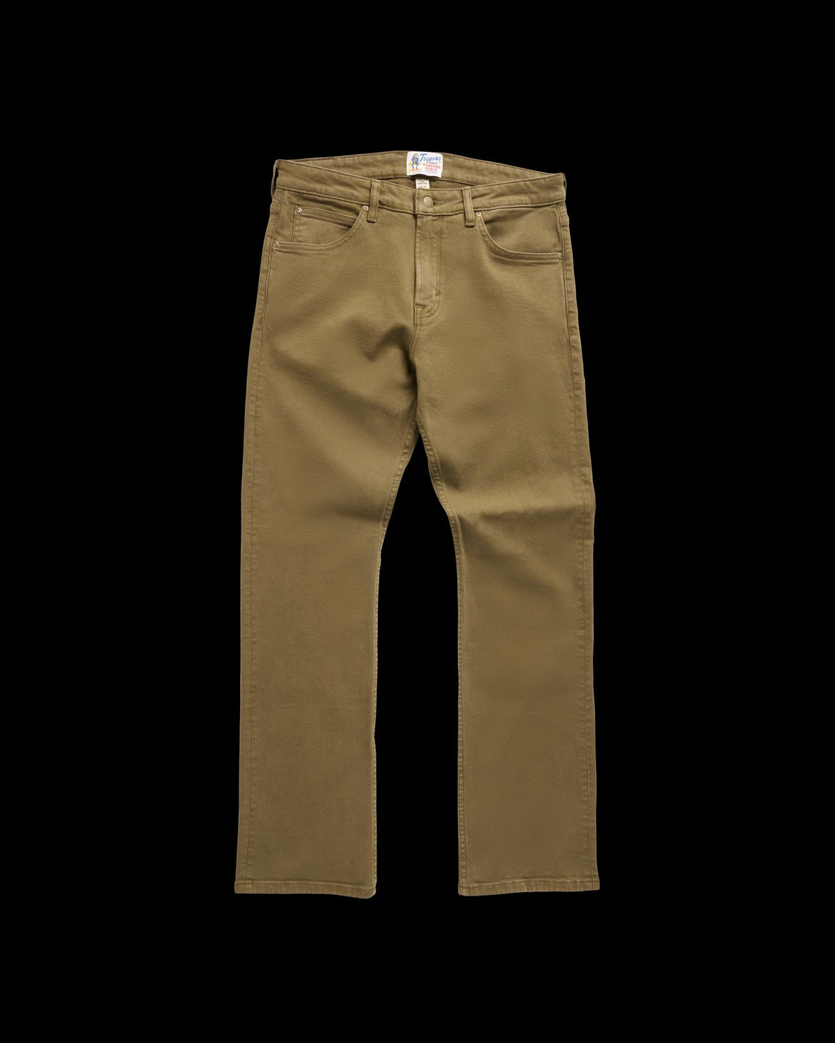 Front view of Men's Slim Straight Stretch Twill - Olive on plain background
