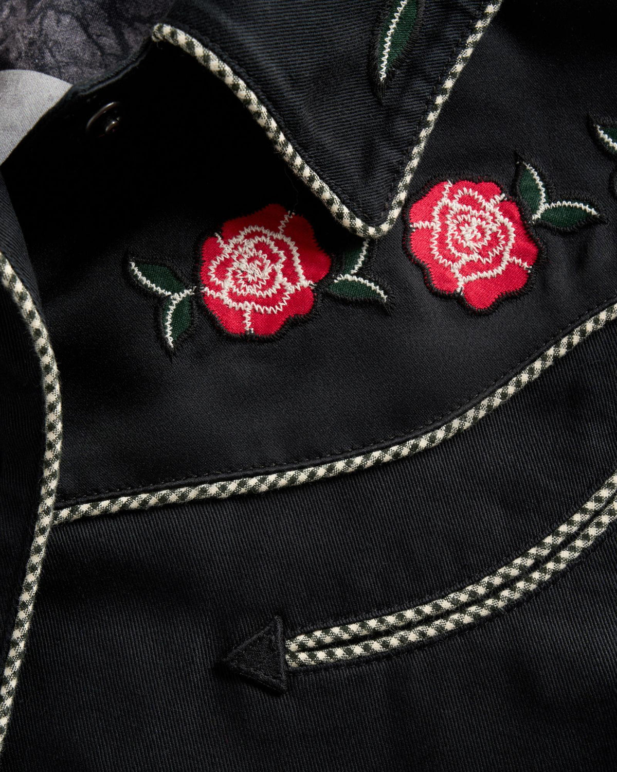 Closeup view of Women's Embroidered Dolly Jacket - Black