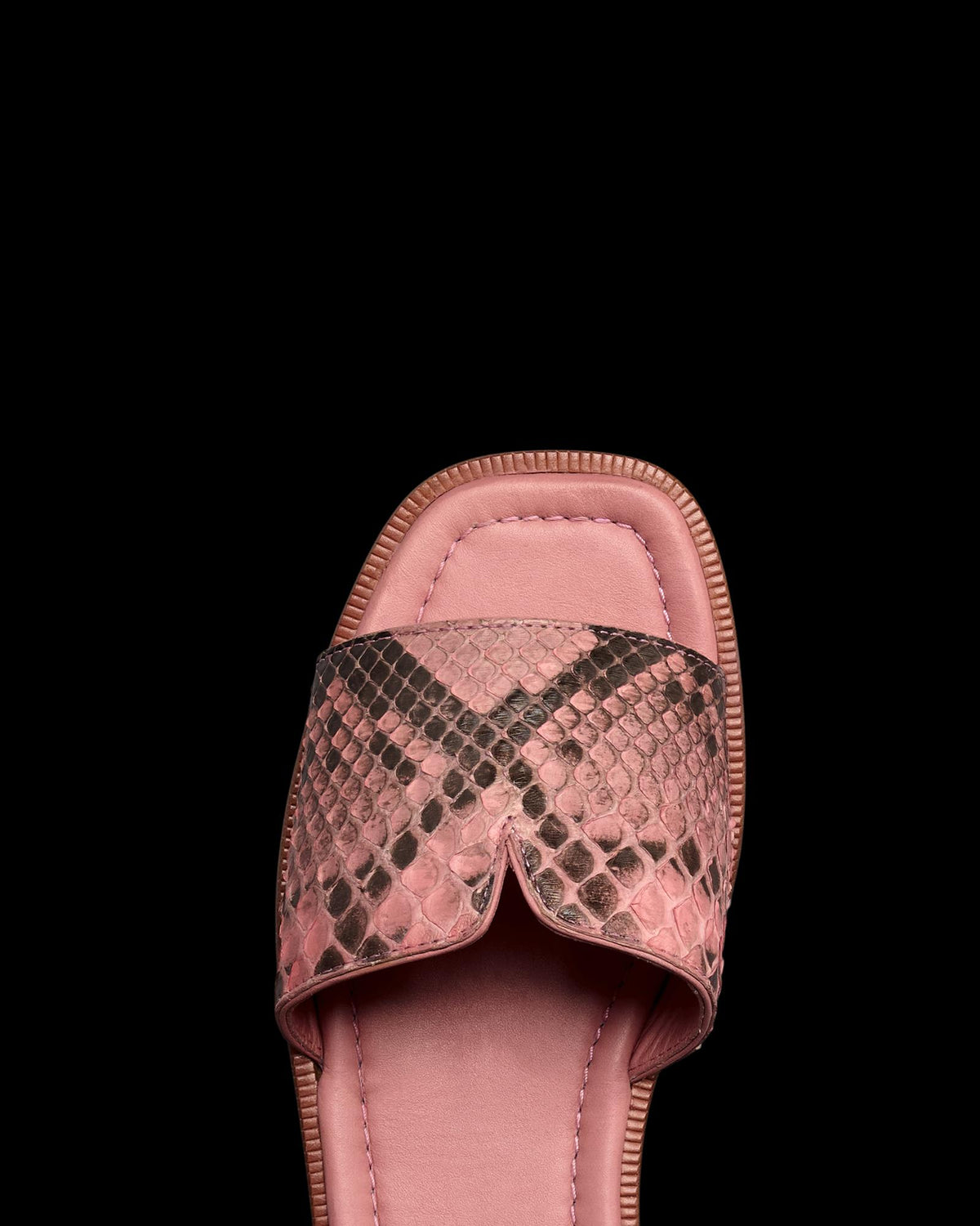 Toe view of The Carmen - Pink Frost on plain background