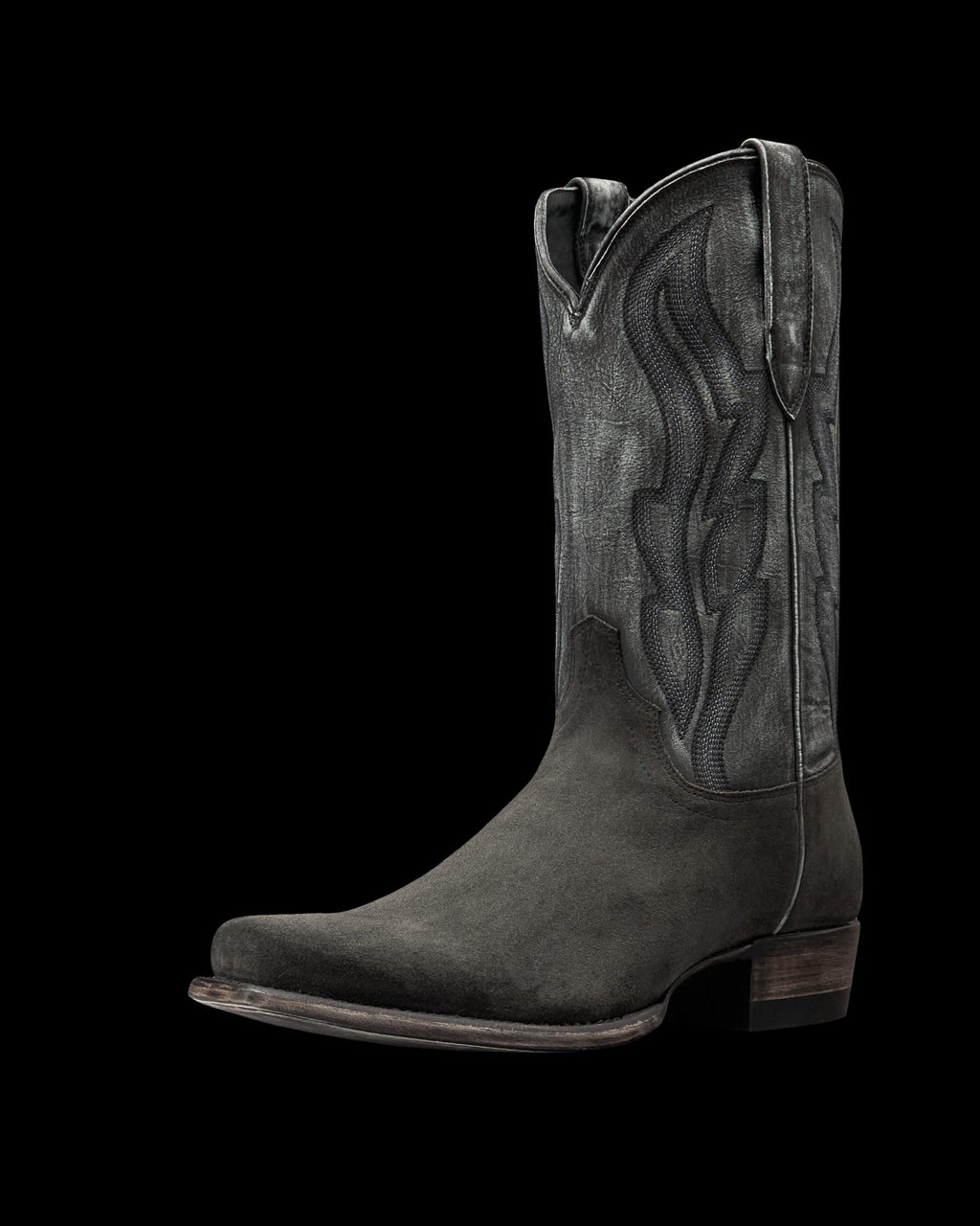 Quarterfront view of The Warren - Gunsmoke Suede on plain background
