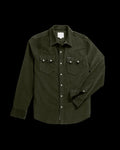 Closeup detail view of Men's Texas Weight Corduroy Pearl Snap LS - Pine