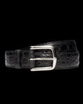 Front view of Men's Alligator Belt II - Midnight on plain background