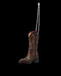 Quarterfront view of Annie Boot Ornament - Cafe on plain background