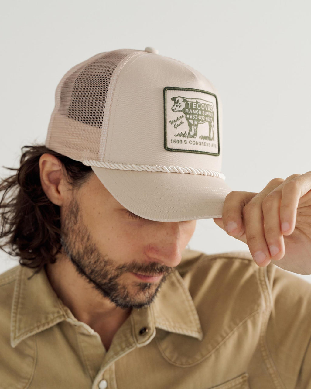 View of Soco Patch Five-Panel Trucker II - Cream