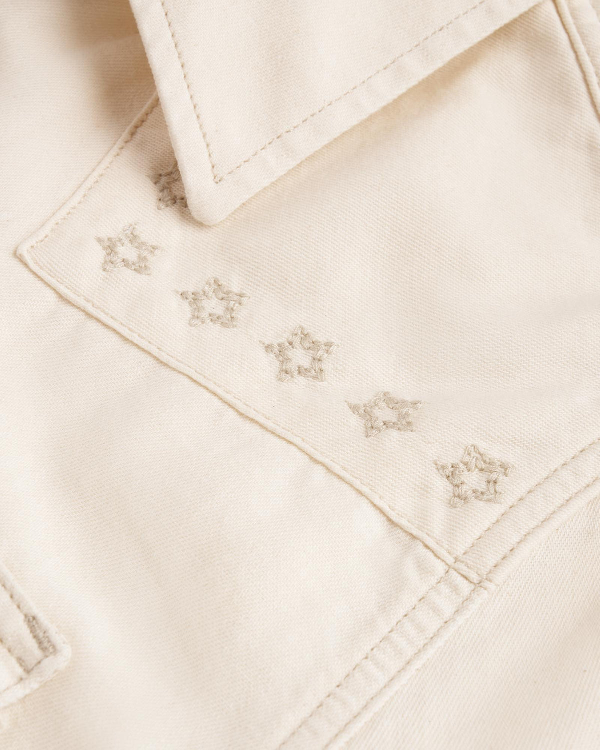 Closeup detail view of Women's Denim Pearl Snap (III) - Natural