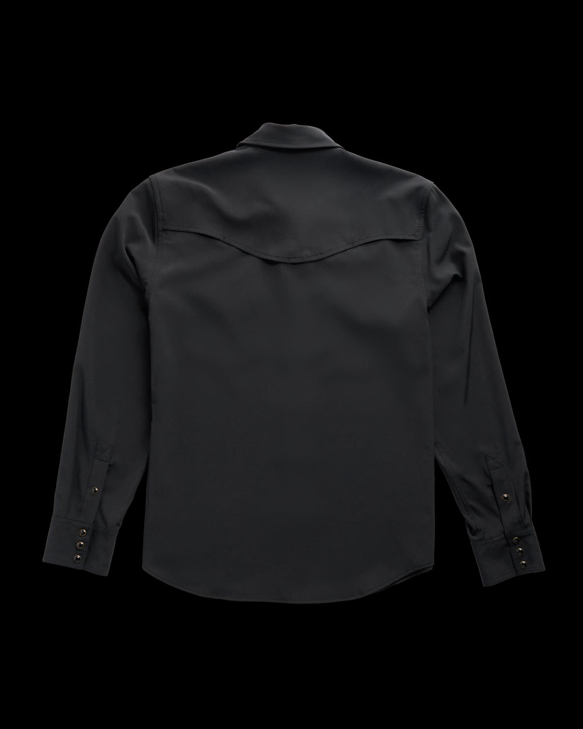 Closeup detail view of Men's Performance Western Pearl Snap LS - Black