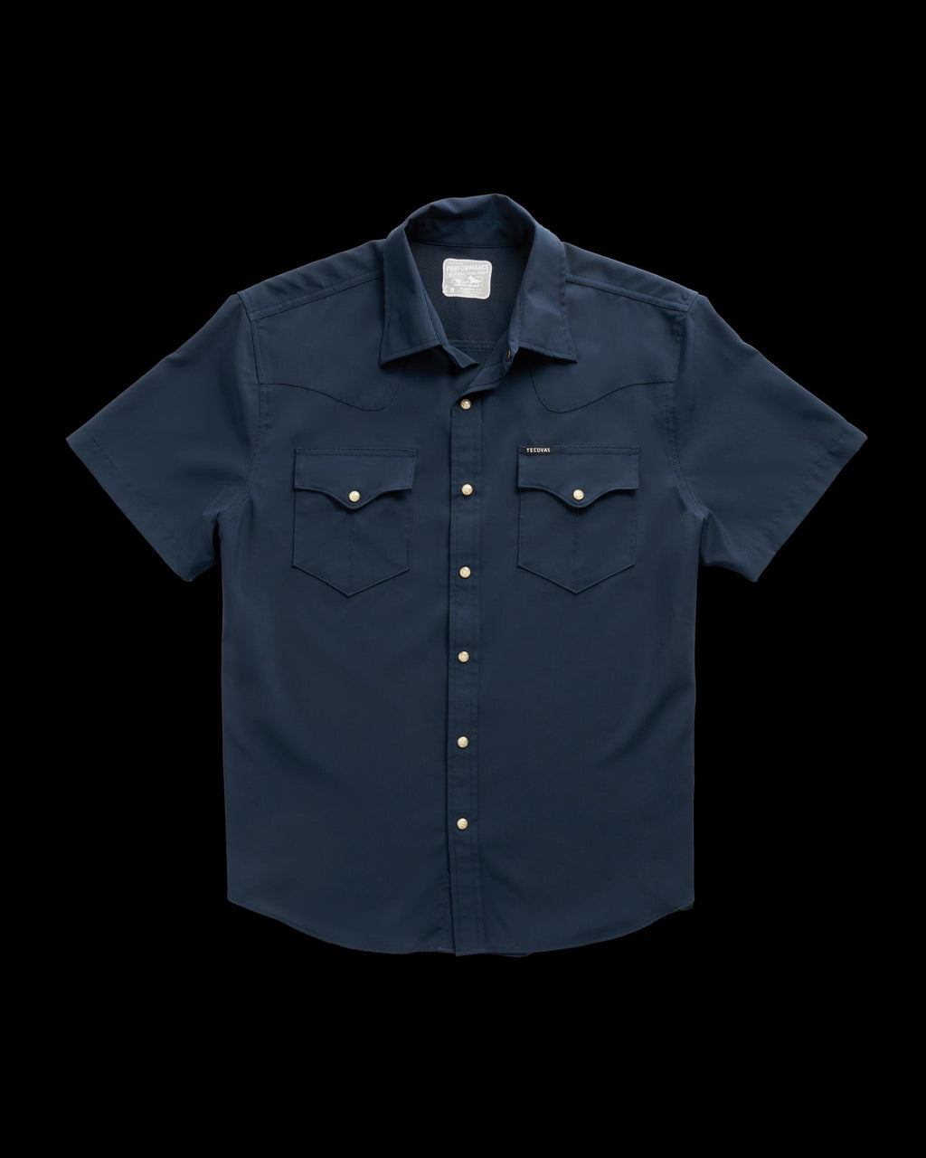 Closeup detail view of Men's Performance Western Pearl Snap SS - Navy