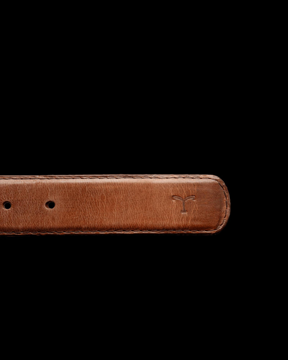 Closeup view of Men's Goat Belt II - Scotch