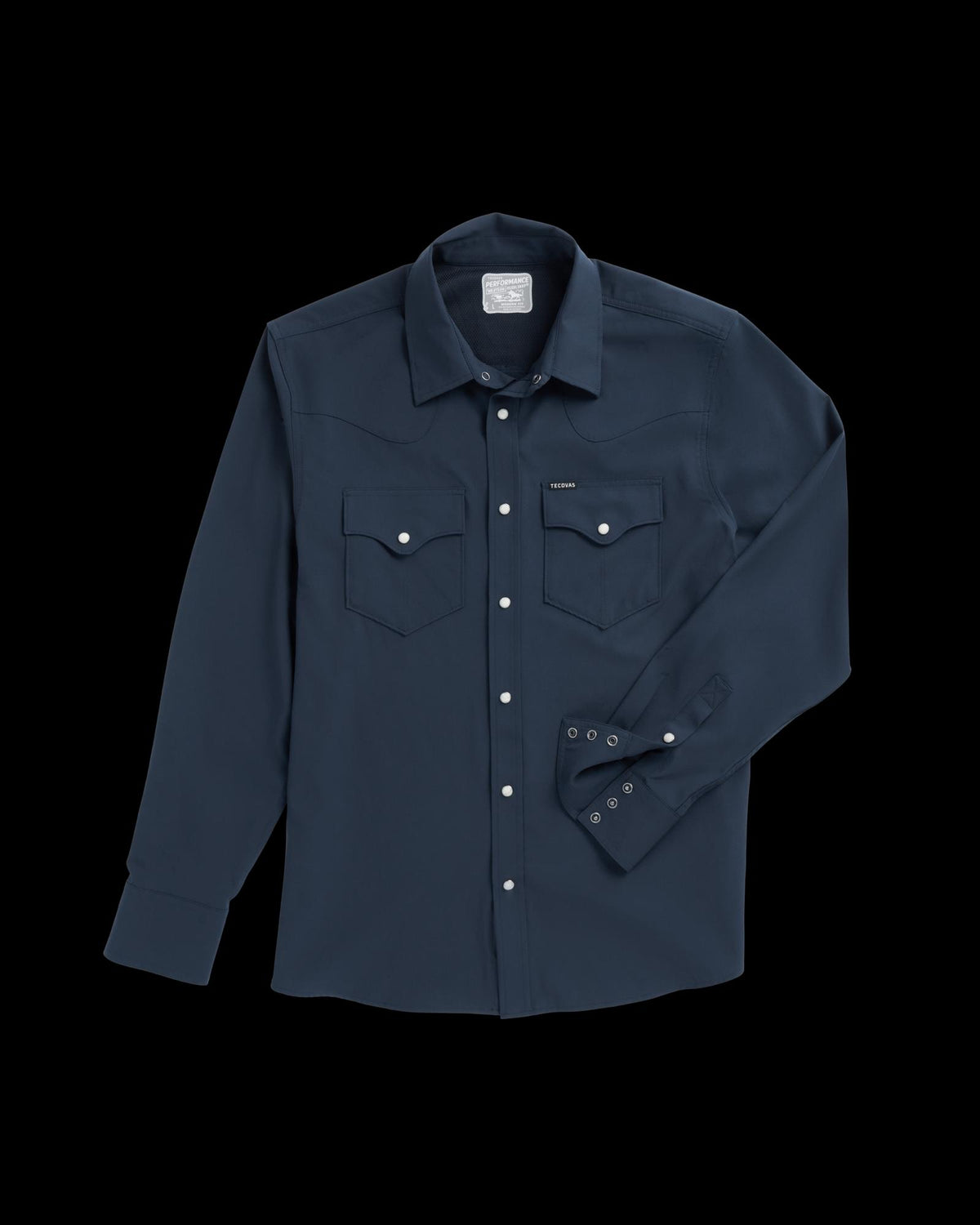 Closeup detail view of Men's Performance Western Pearl Snap - Navy