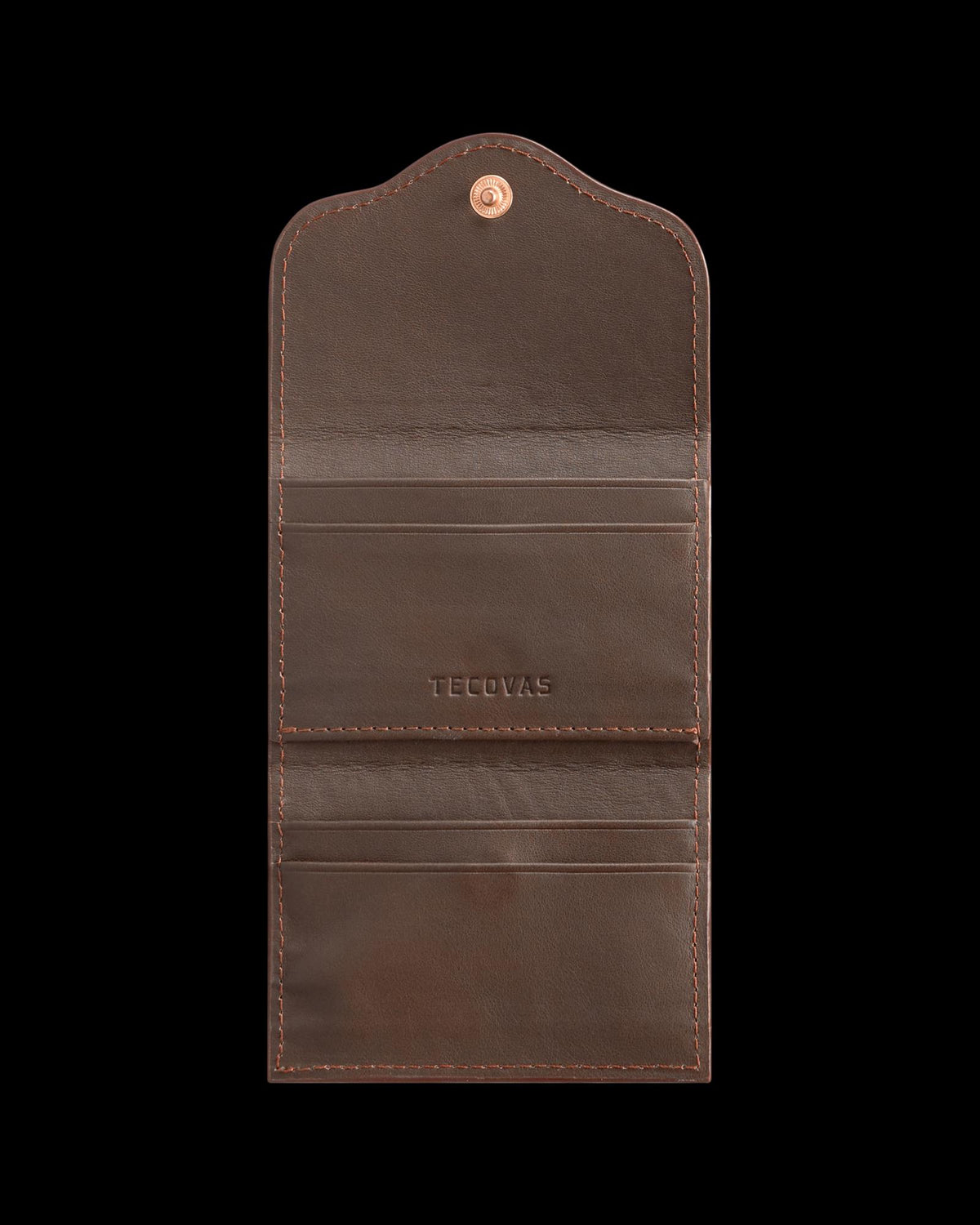 Inside view of Lizard Card Case - Coffee on plain background