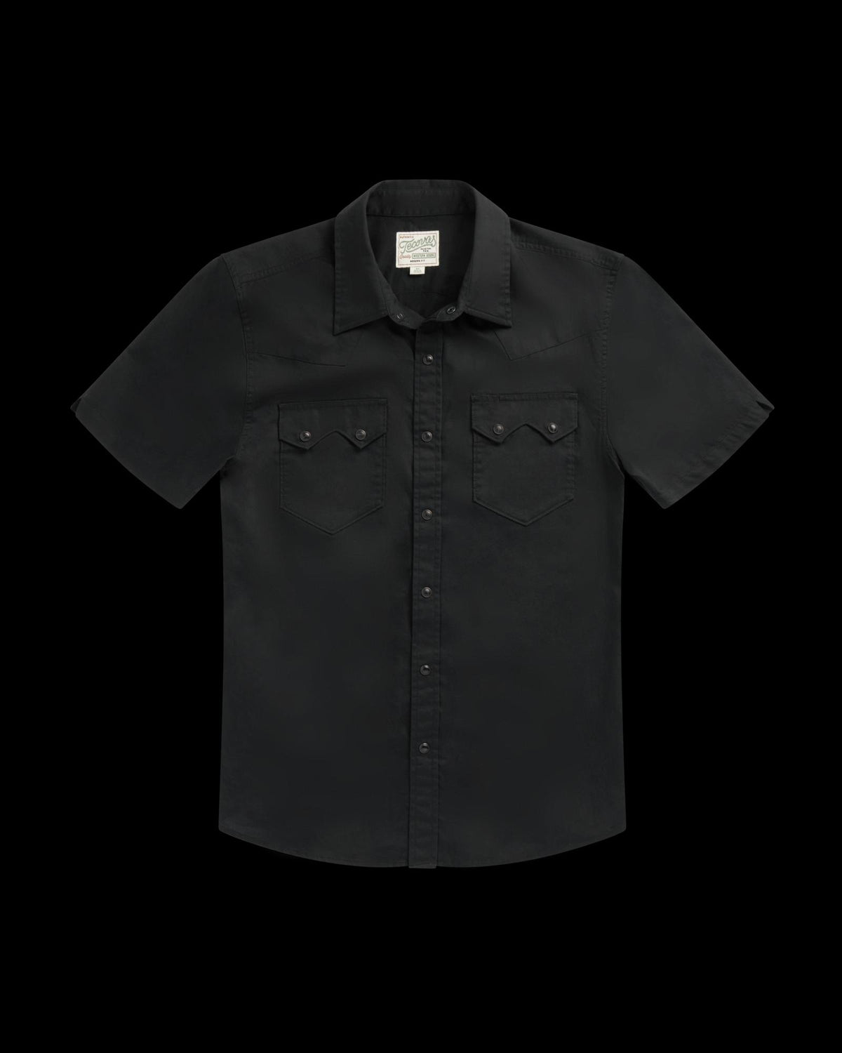 Closeup detail view of Men's Vintage Weight Short Sleeve Pearl Snap - Midnight