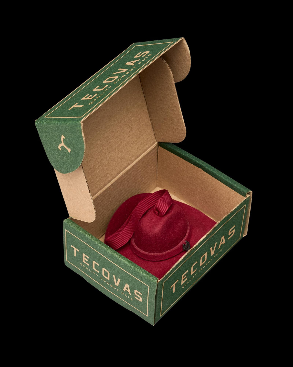 Inside view of Cattleman Hat Ornament - Red on plain background