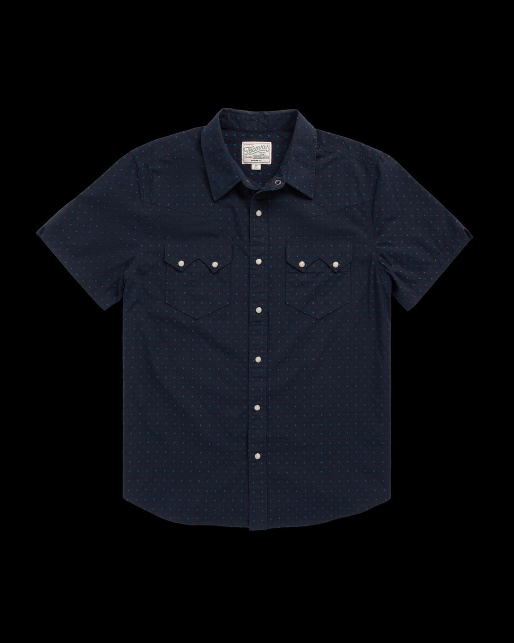 Closeup detail view of Men's Star Stitch Pearl Snap - Navy