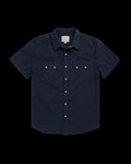 Closeup detail view of Men's Star Stitch Pearl Snap - Navy