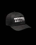 Quarterfront view of Tecovas Letter Fill Hat - Black on plain background